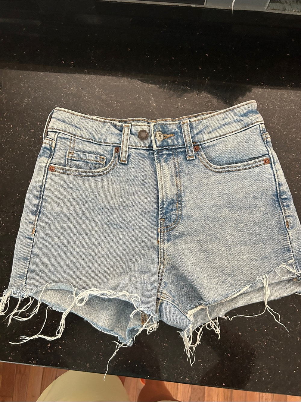 Light Blue Denim Cutoff Jean Shorts - Classic High-Rise Style